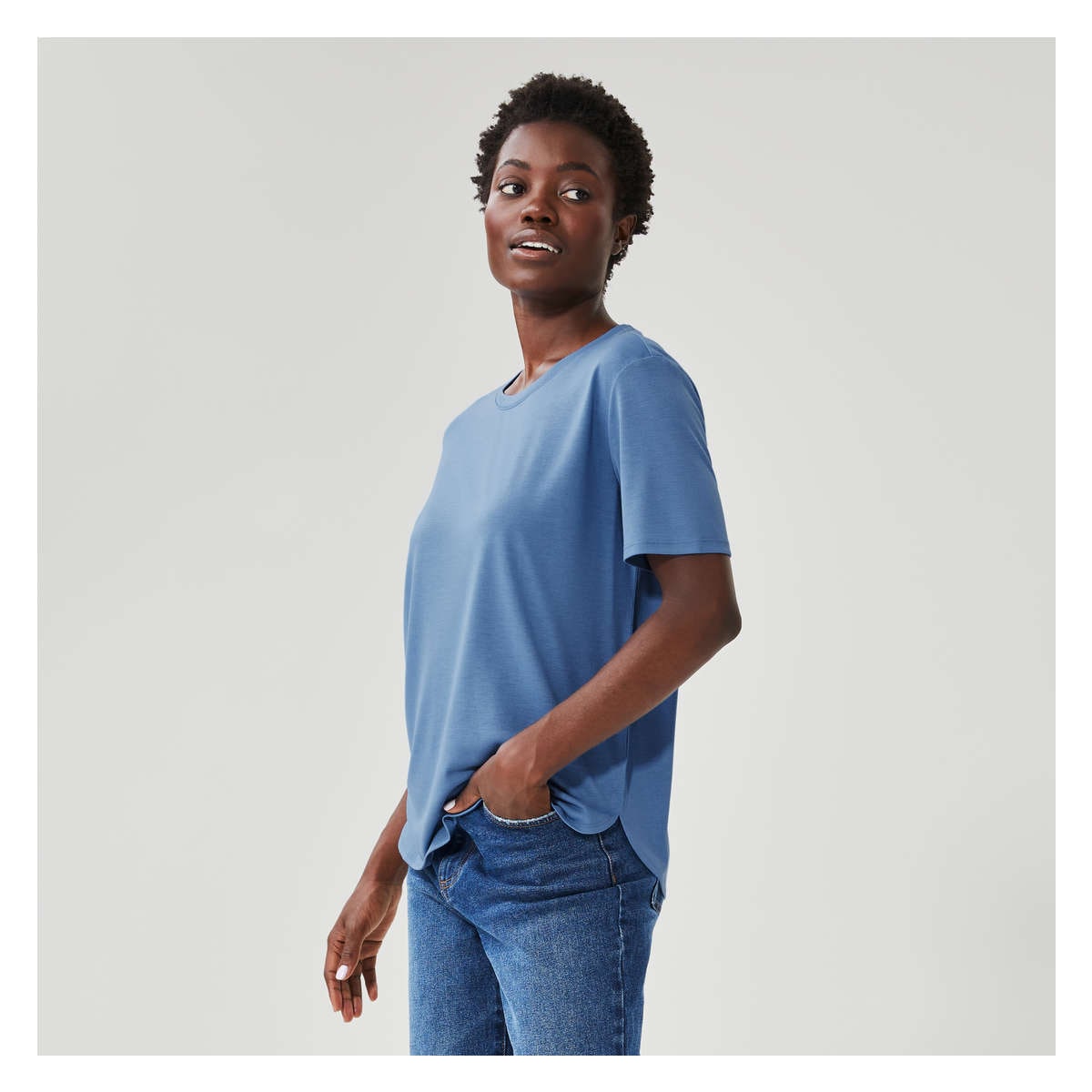 Relaxed T-Shirt in Dusty Blue from Joe Fresh